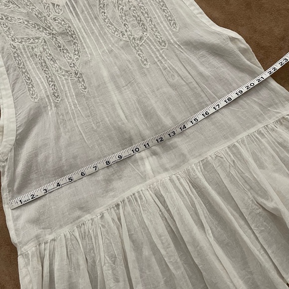 Free People Lace Sheer Tunic Top Pintuck Button Back M - Picture 12 of 16